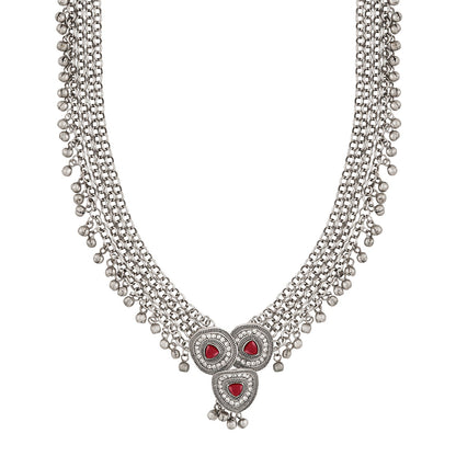 Teejh Yamuna Silver Mehroon Necklace