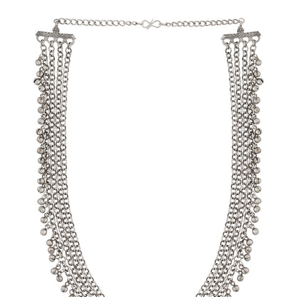 Teejh Yamuna Silver Mehroon Necklace