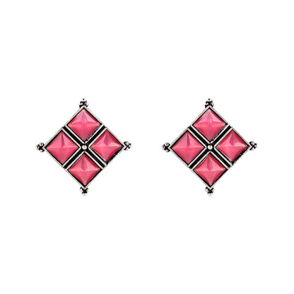 Teejh Dhamini Pastel Pink Silver Oxidised Earrings