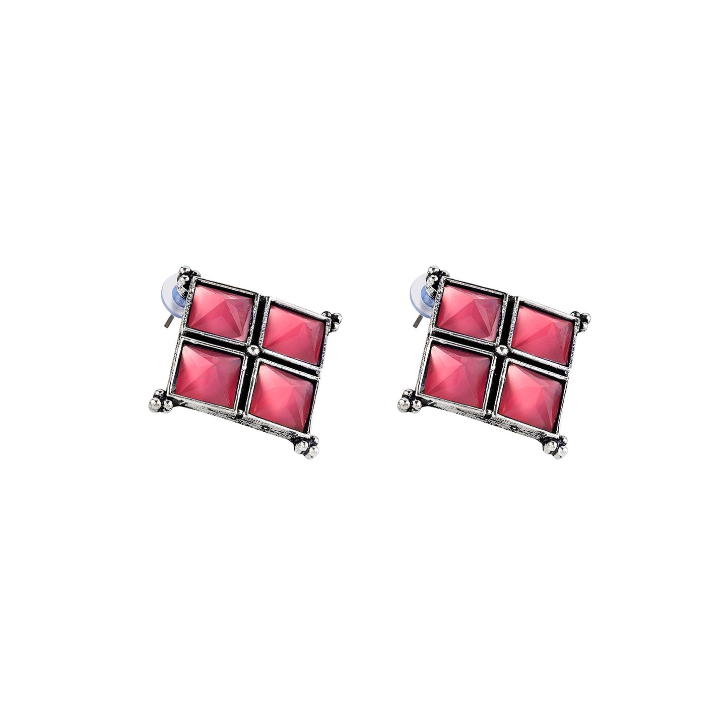 Teejh Dhamini Pastel Pink Silver Oxidised Earrings