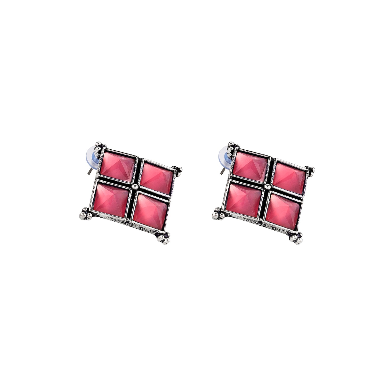 Teejh Dhamini Pastel Pink Silver Oxidised Earrings