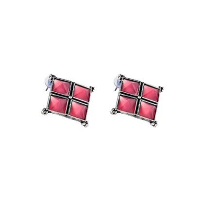 Teejh Dhamini Pastel Pink Silver Oxidised Earrings