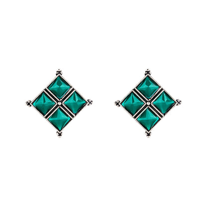 Teejh Dhamini Teal Silver Oxidised Earrings