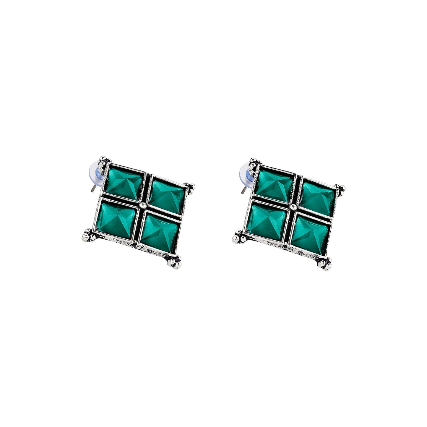 Teejh Dhamini Teal Silver Oxidised Earrings
