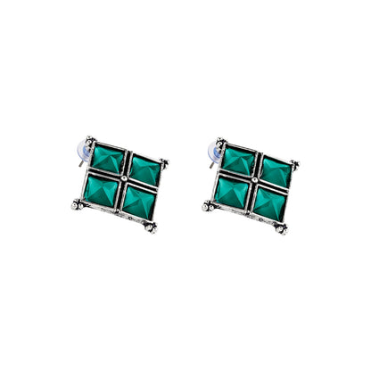 Teejh Dhamini Teal Silver Oxidised Earrings