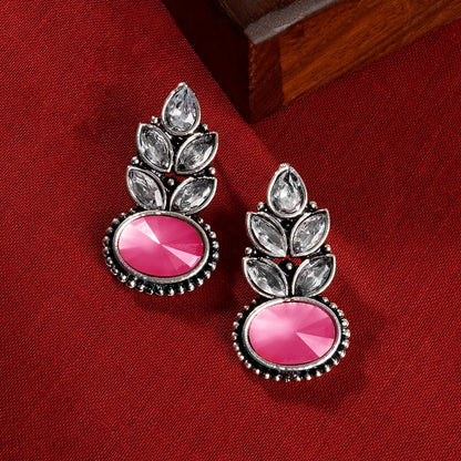 Teejh Madhurai Pastel Pink Silver Oxidised Earrings