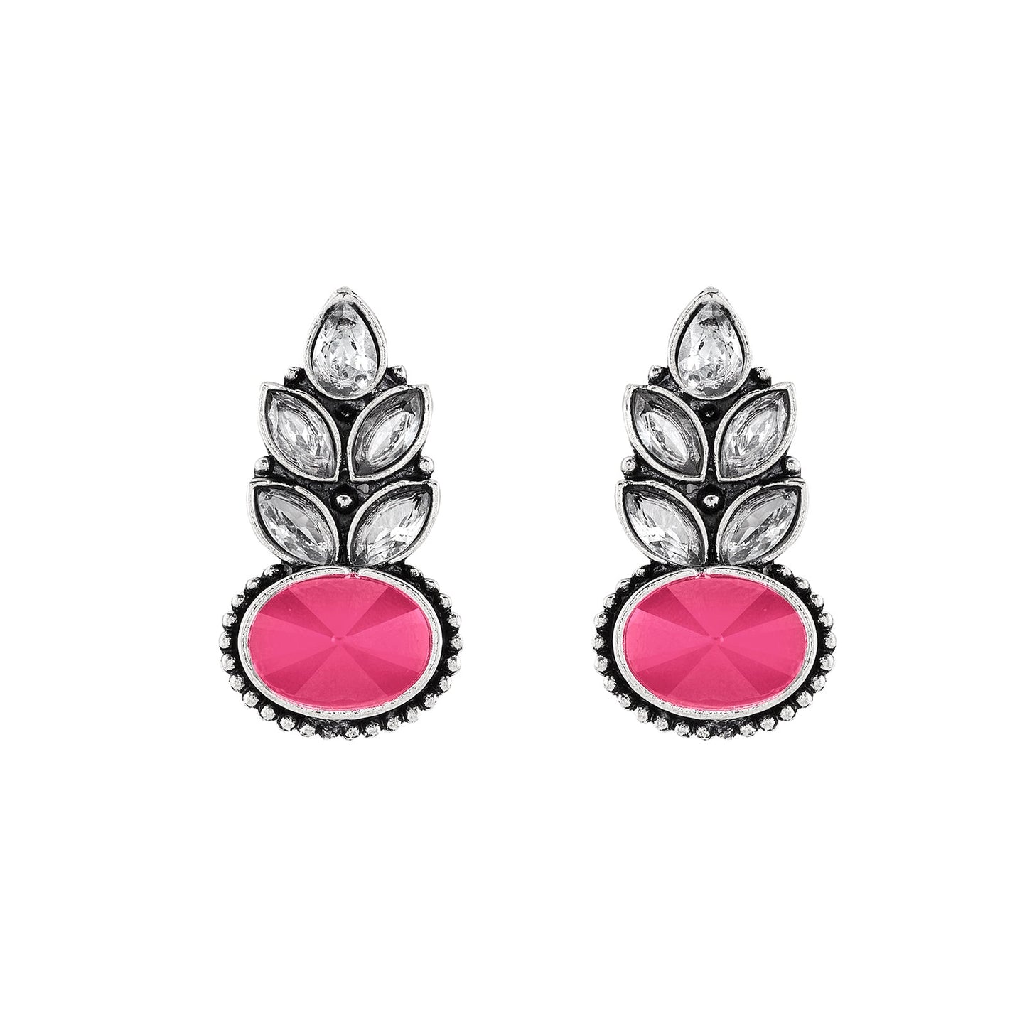 Teejh Madhurai Pastel Pink Silver Oxidised Earrings