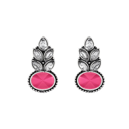 Teejh Madhurai Pastel Pink Silver Oxidised Earrings