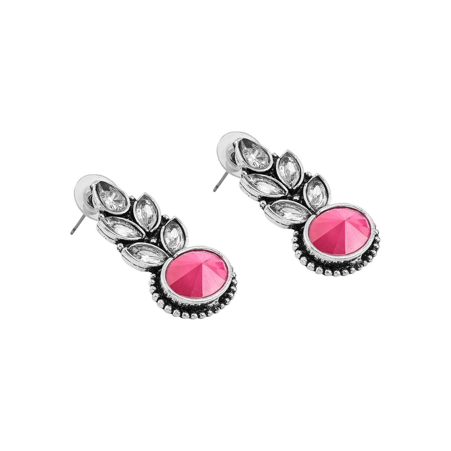 Teejh Madhurai Pastel Pink Silver Oxidised Earrings