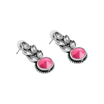 Teejh Madhurai Pastel Pink Silver Oxidised Earrings