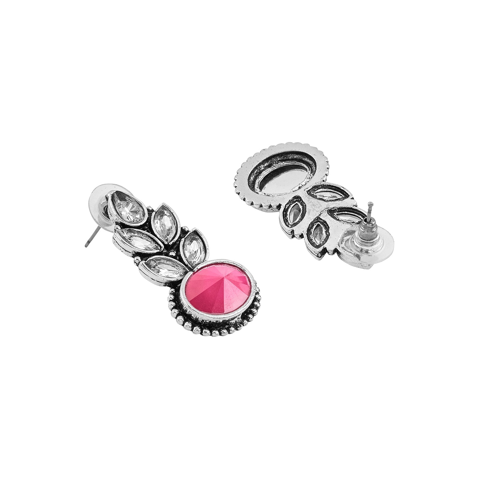 Teejh Madhurai Pastel Pink Silver Oxidised Earrings