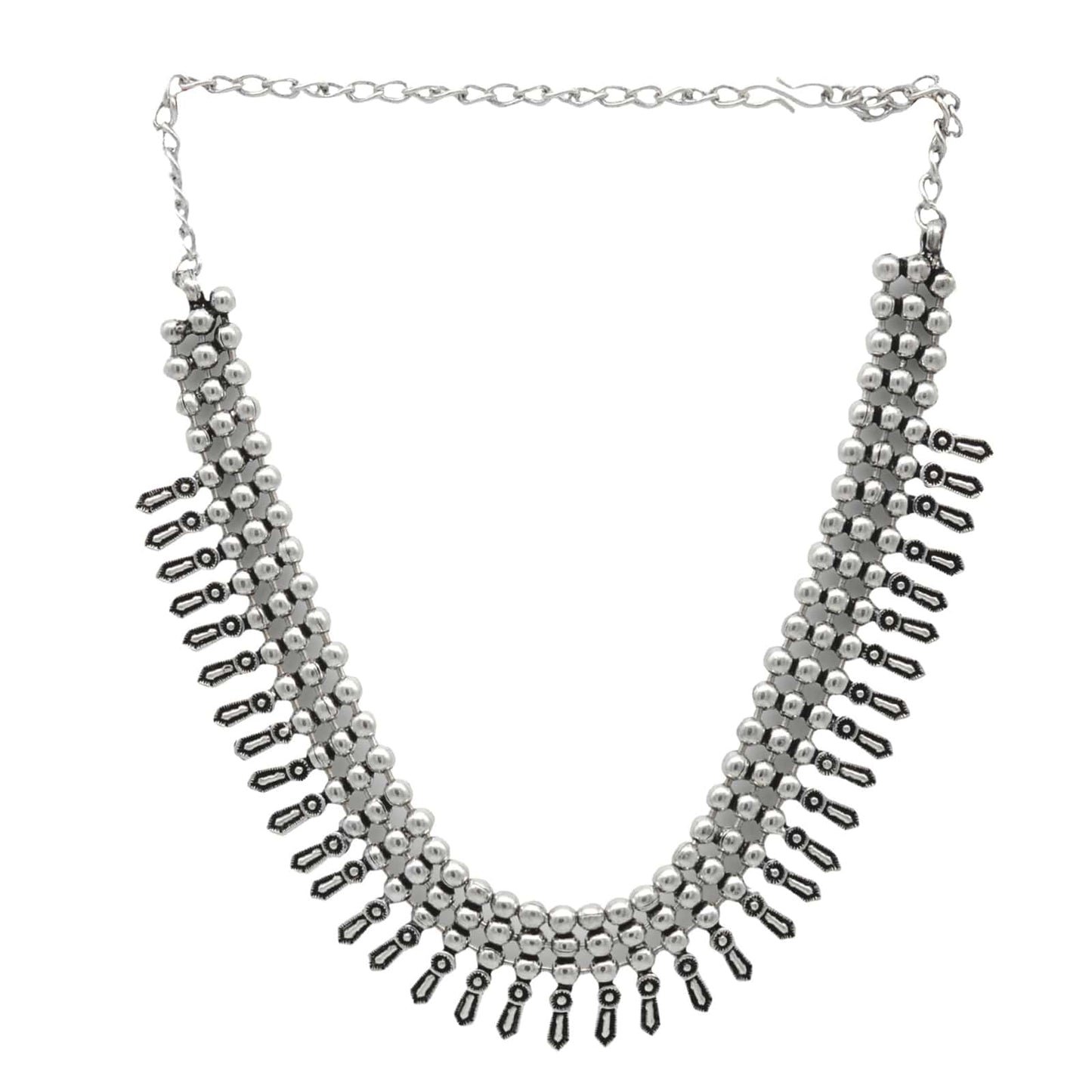 Mihika Silver Oxidized Necklace - Teejh