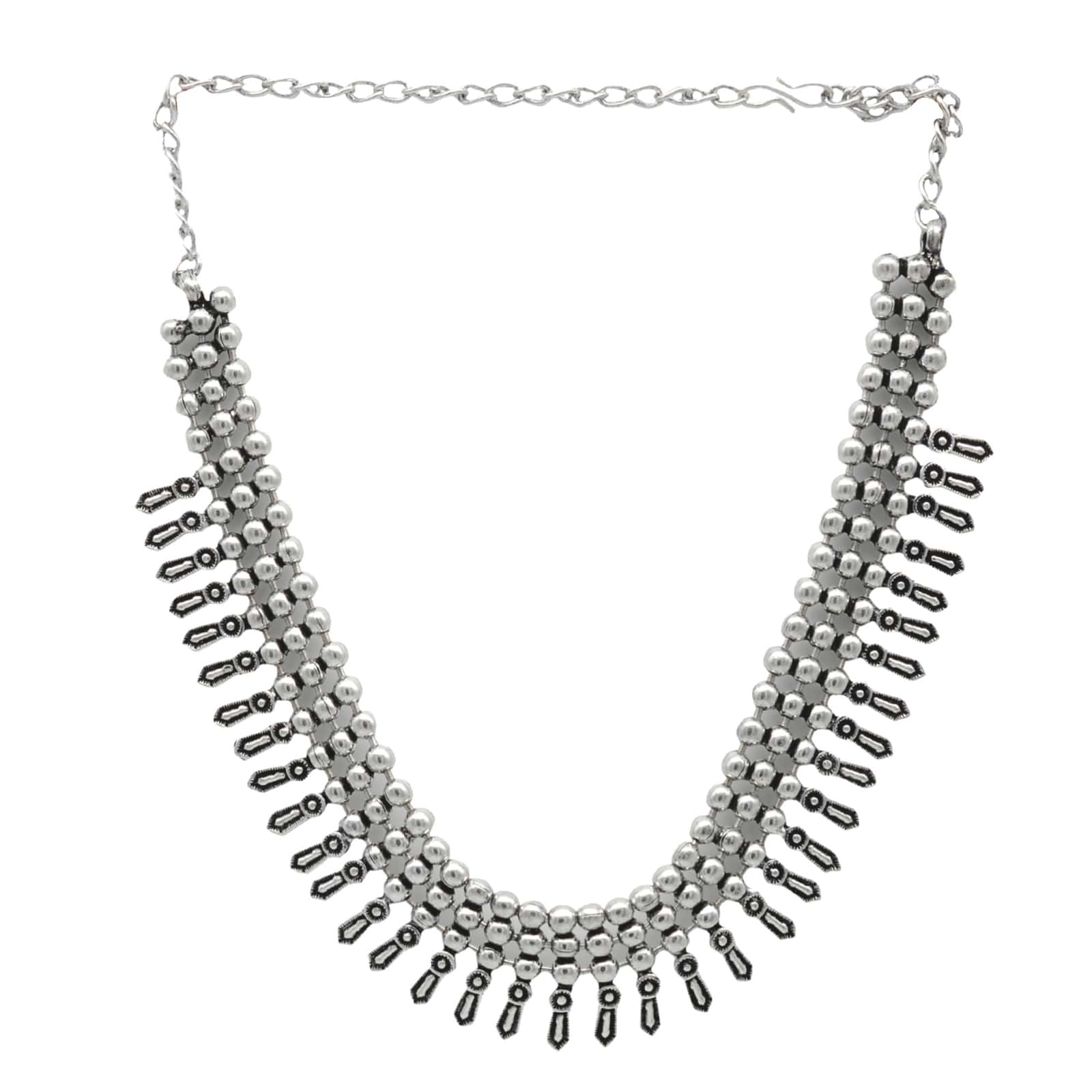 Mihika Silver Oxidized Necklace - Teejh