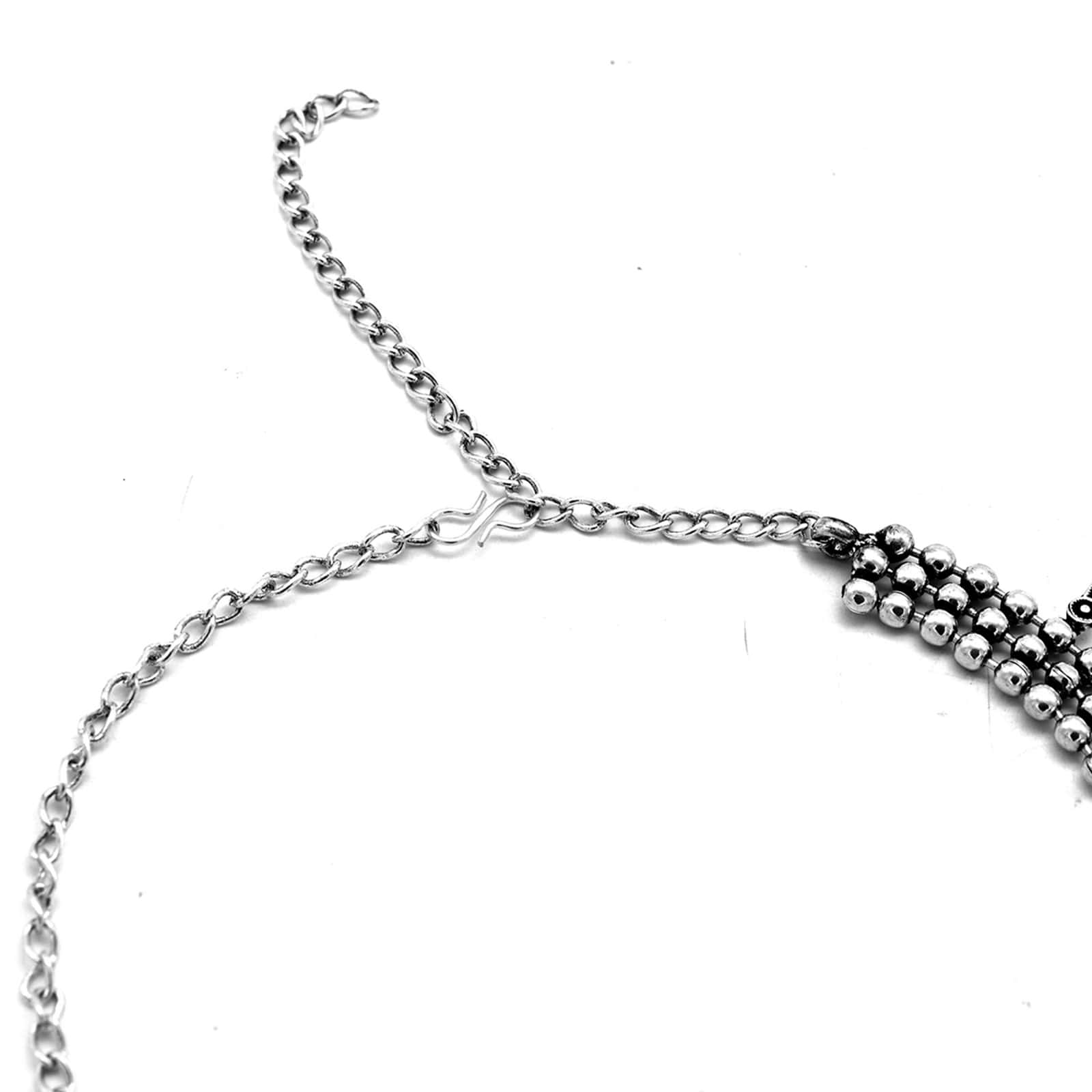 Mihika Silver Oxidized Necklace - Teejh