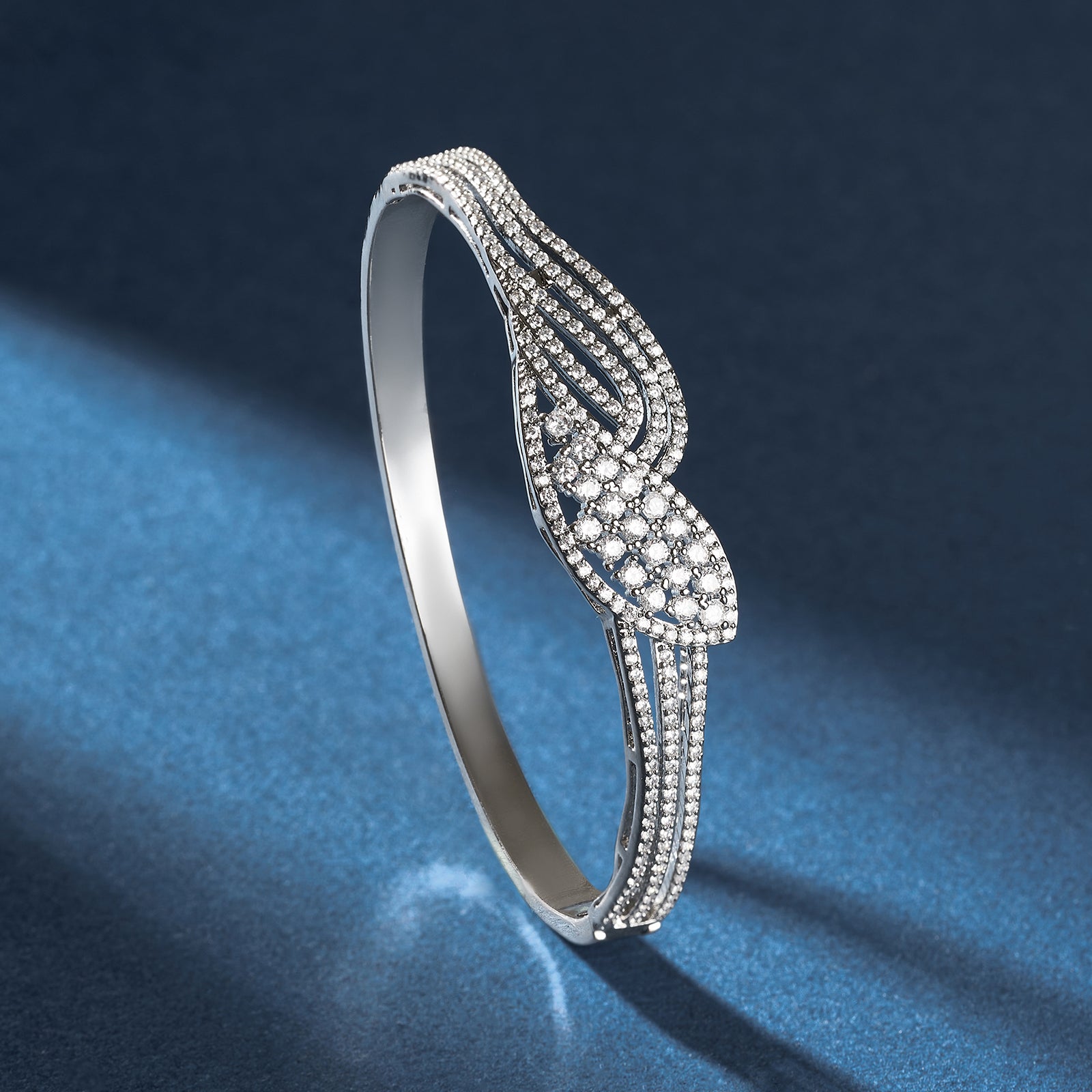 Teejh Tanishka Twinkle CZ Stones Silver Brcaelet