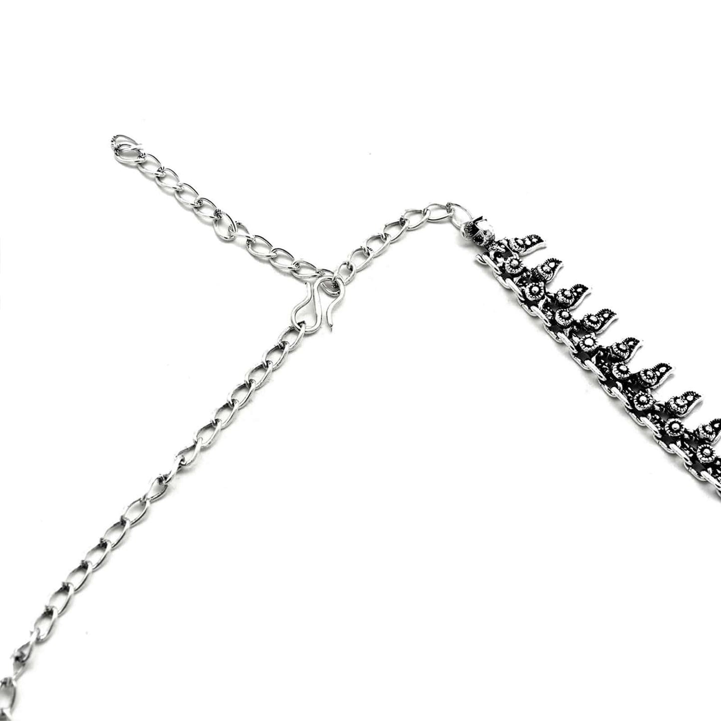 Kalpi Silver Oxidized Long Necklace - Teejh