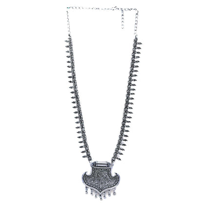 Mayra Silver Oxidized Long Necklace - Teejh