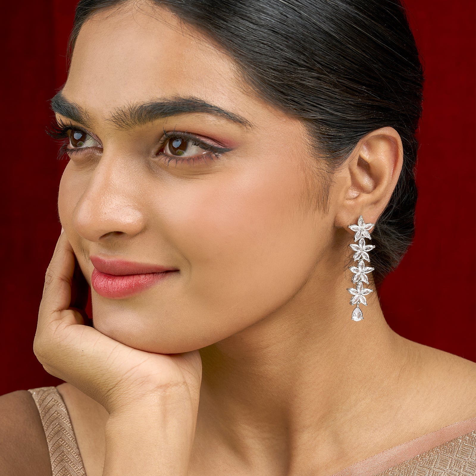Teejh Zivaah Silver and White Earring