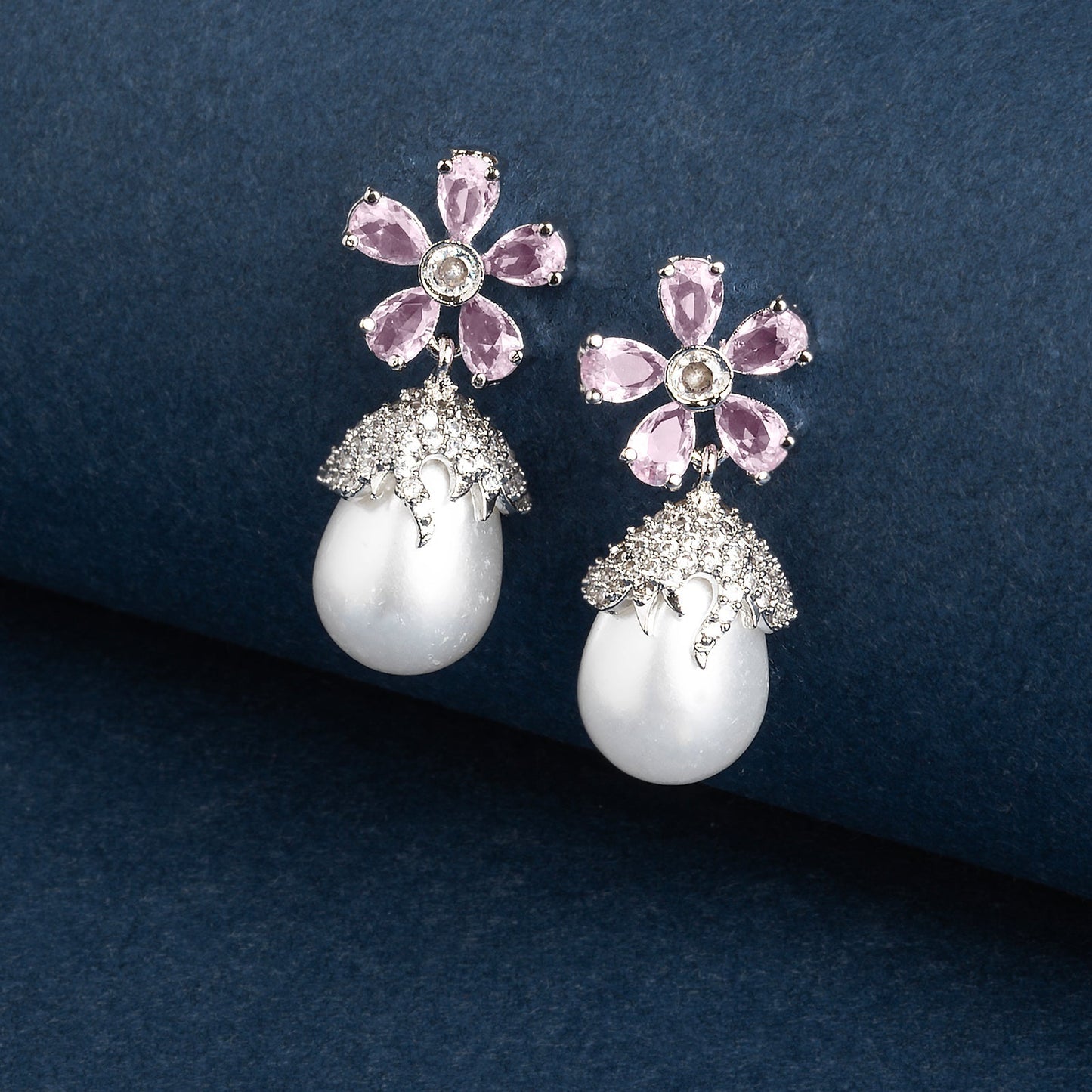 Teejh Almaz Silver and Pink Earring