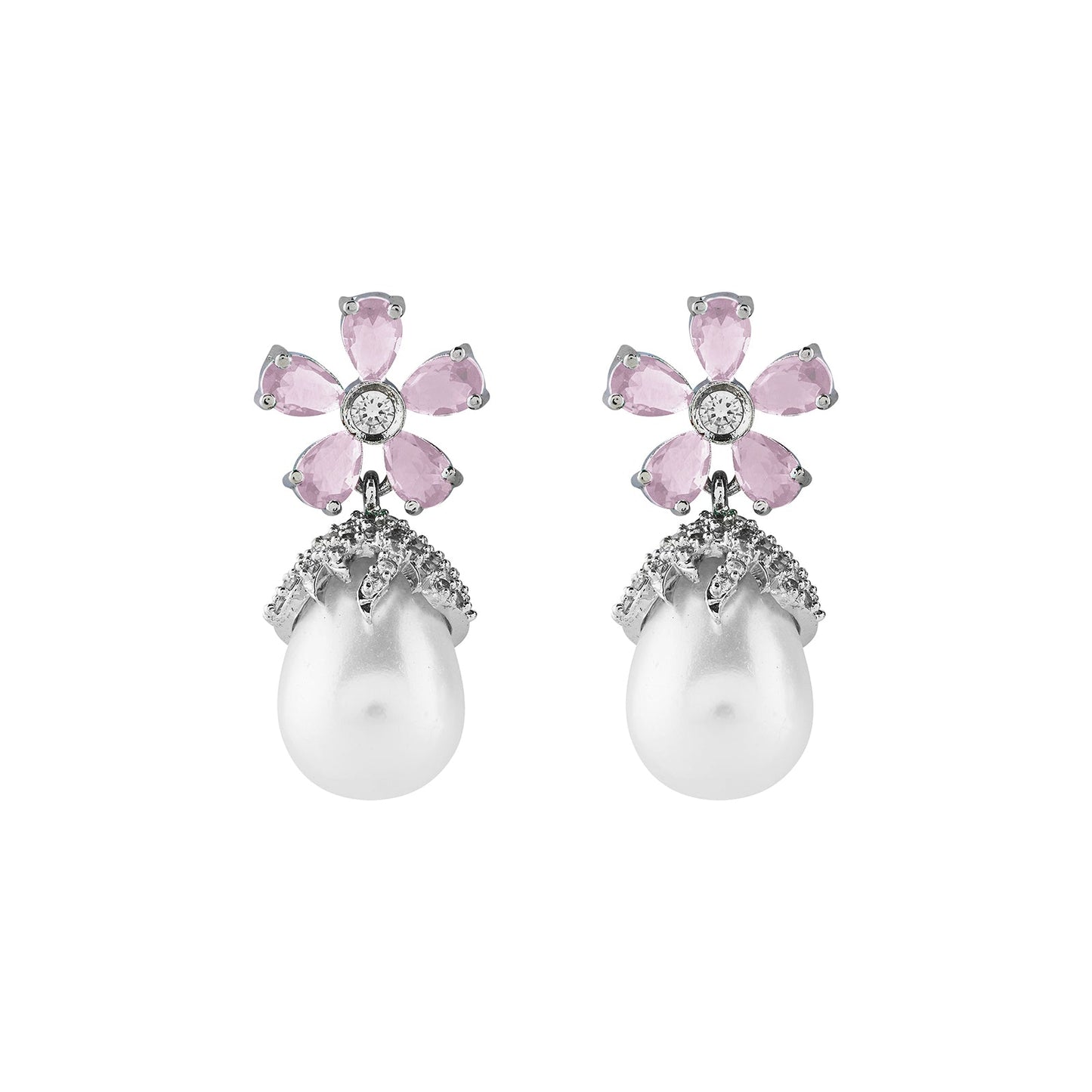 Teejh Almaz Silver and Pink Earring
