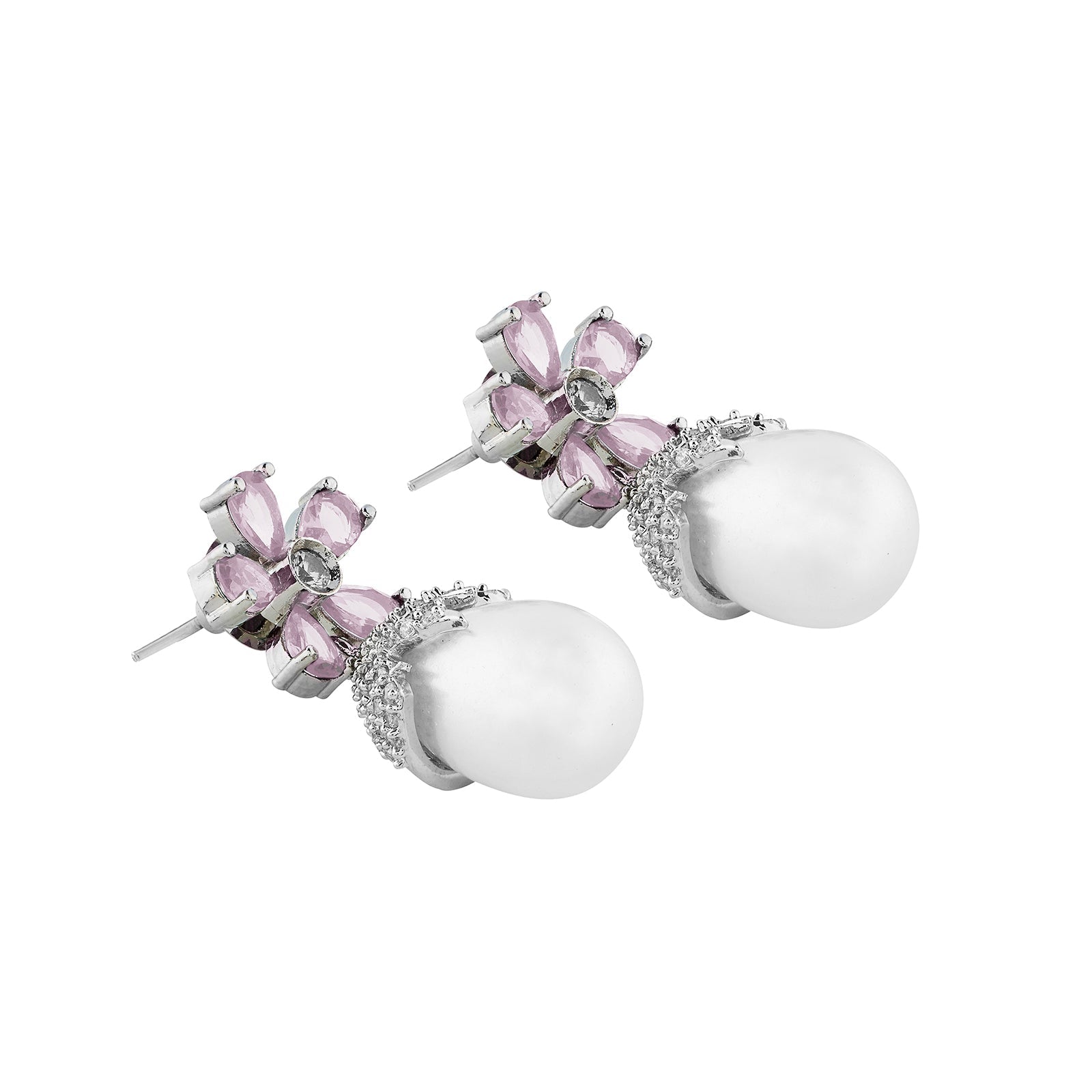 Teejh Almaz Silver and Pink Earring