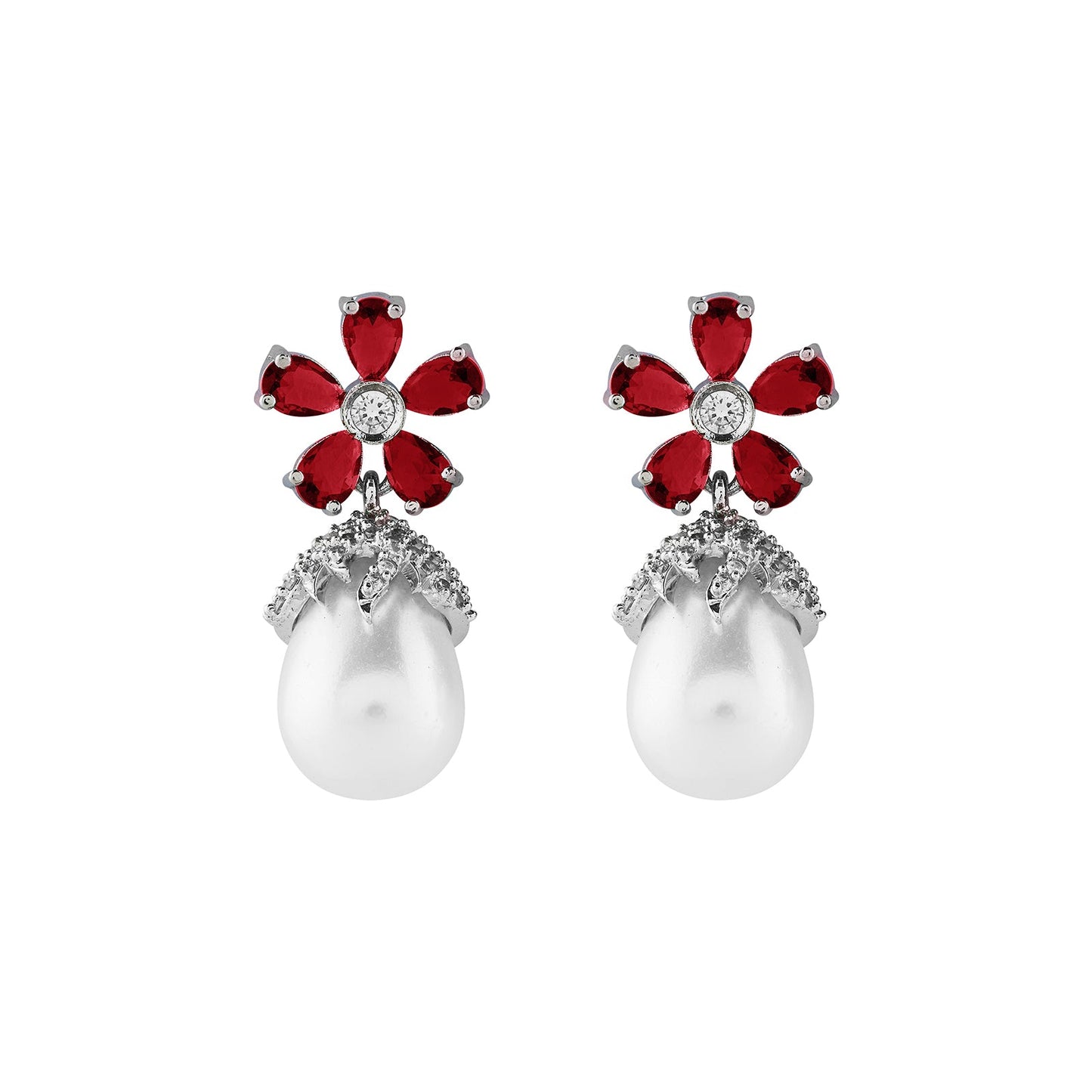 Teejh Almaz Silver and Red Earring