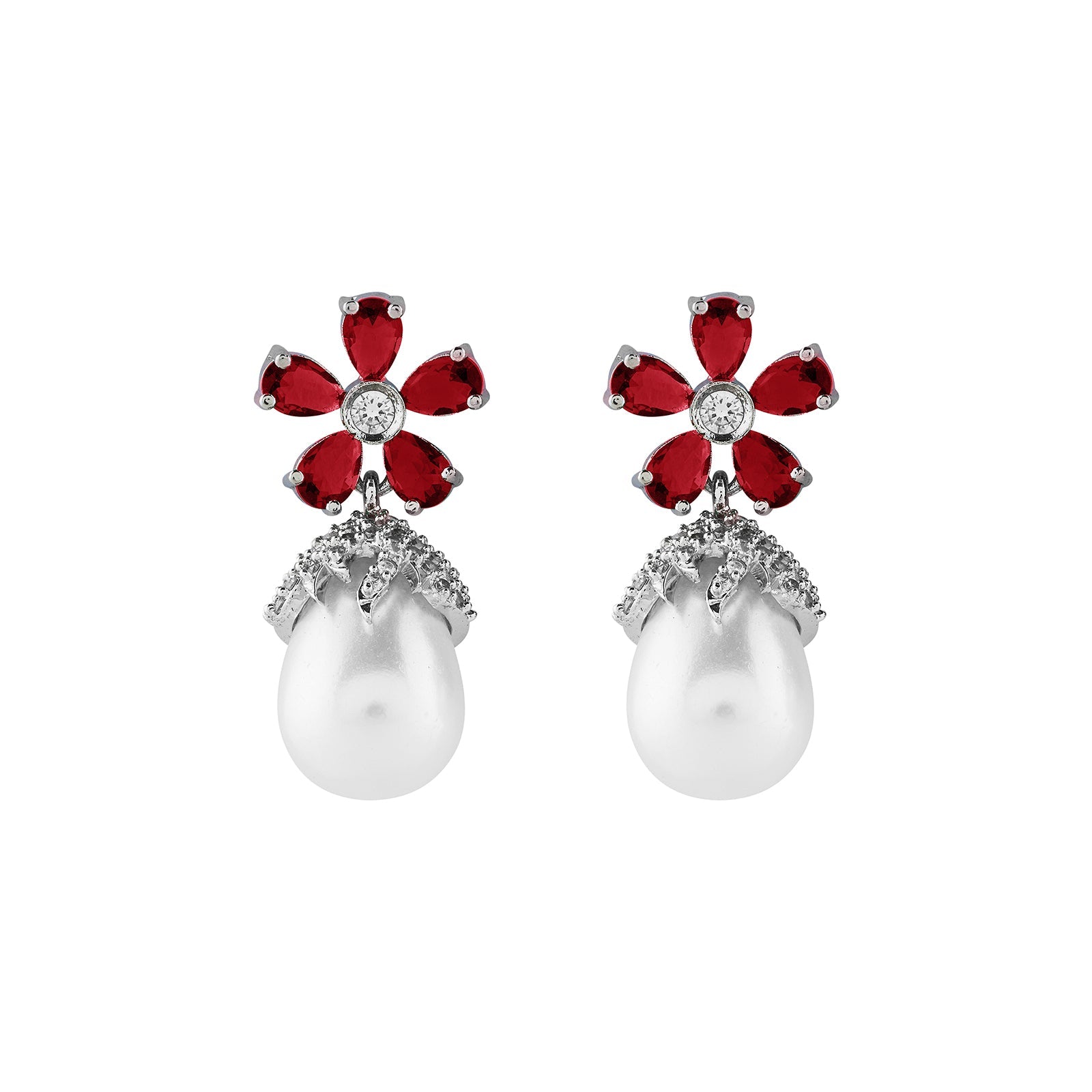 Teejh Almaz Silver and Red Earring