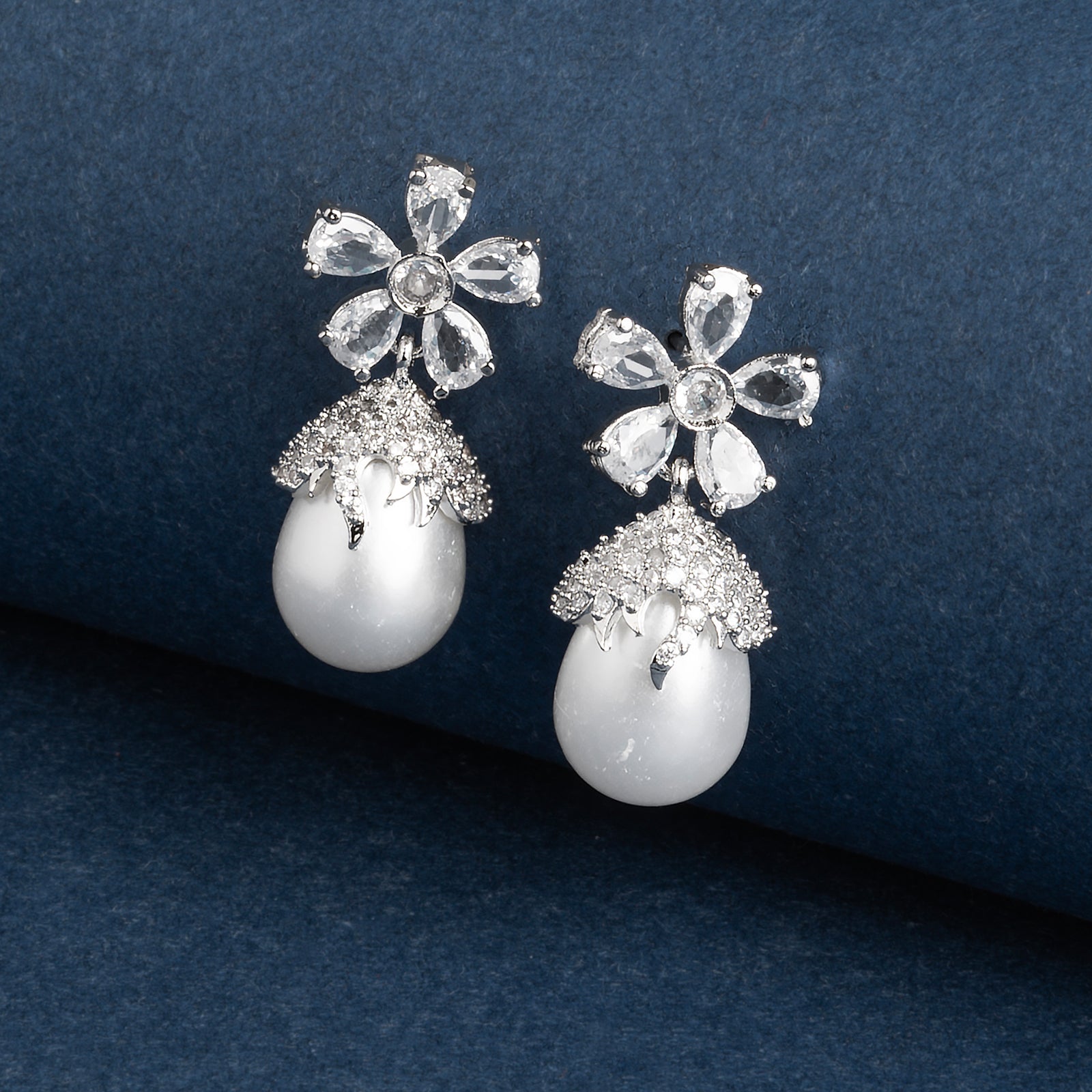 Teejh Almaz Silver and White Earring