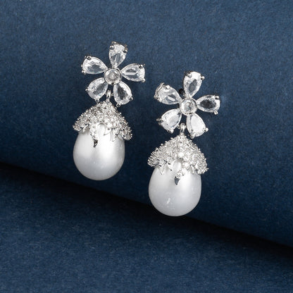 Teejh Almaz Silver and White Earring