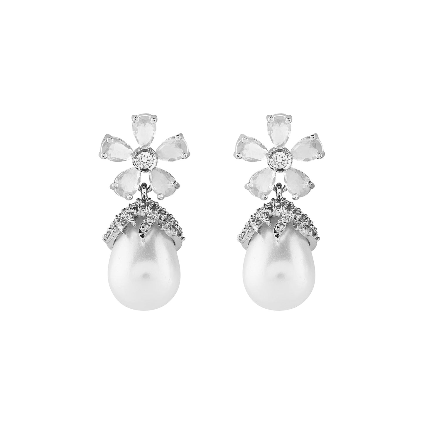 Teejh Almaz Silver and White Earring