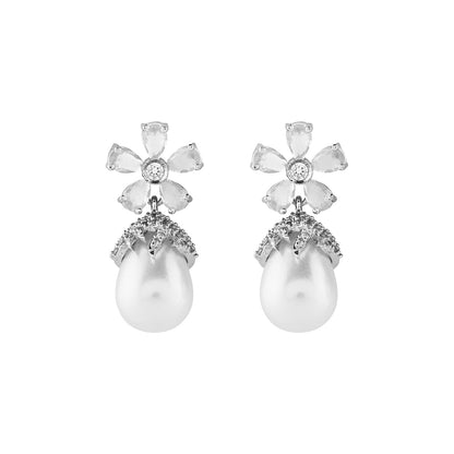 Teejh Almaz Silver and White Earring