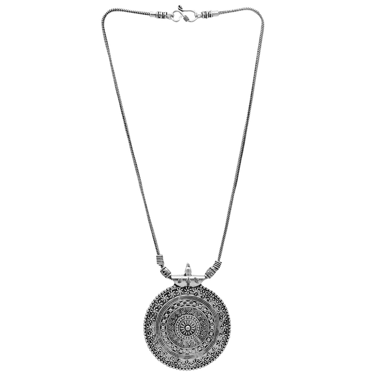 Ishya Silver Oxidized Long Necklace - Teejh