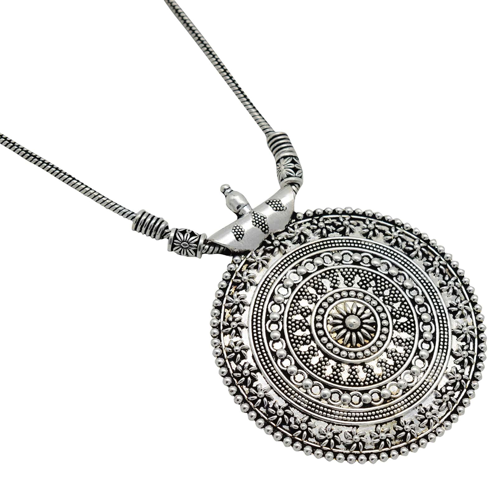 Ishya Silver Oxidized Long Necklace - Teejh