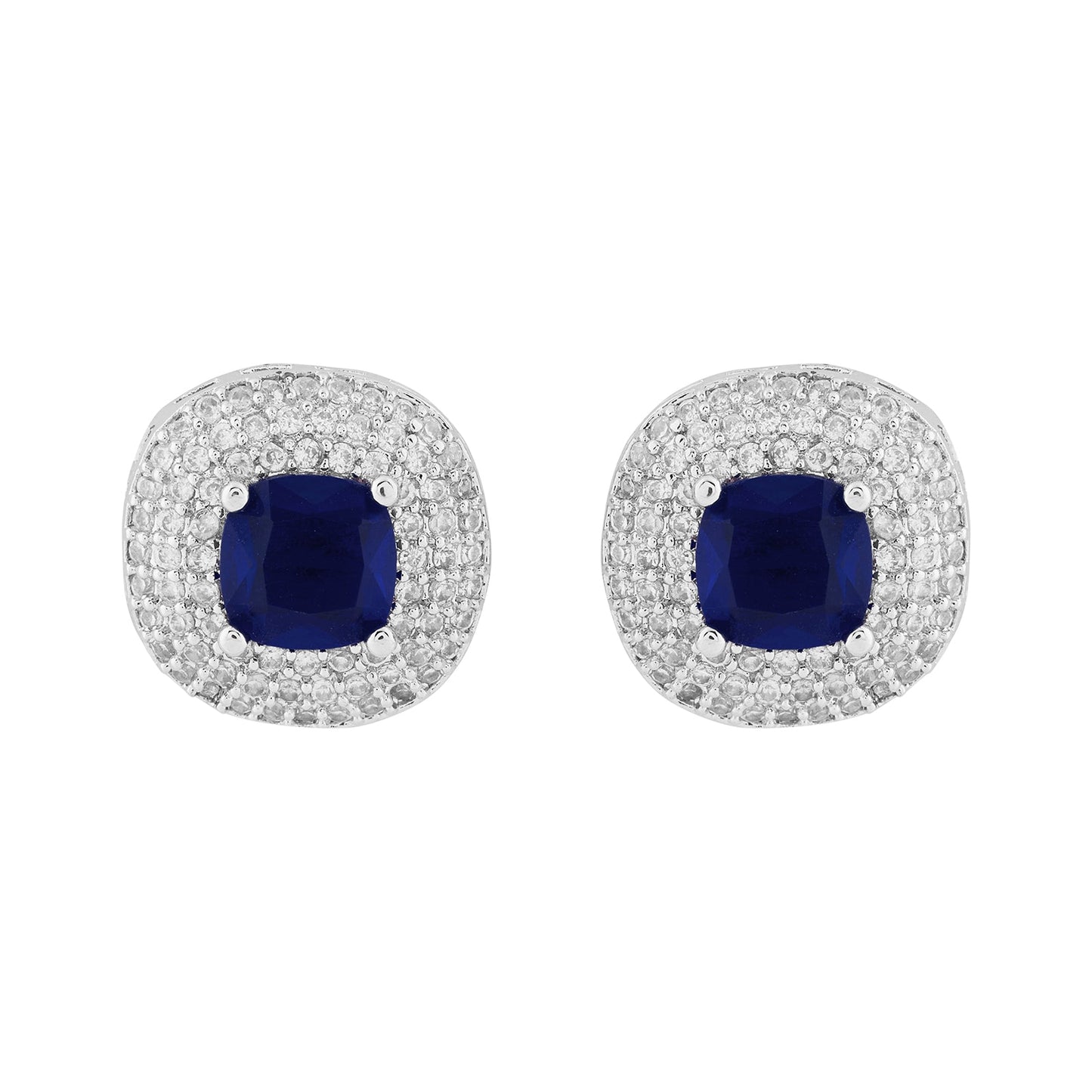 Teejh Celeste Silver Blue Stone Necklace Set