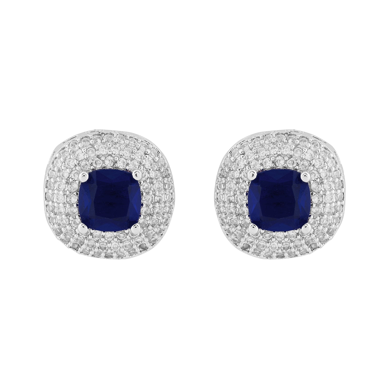 Teejh Celeste Silver Blue Stone Necklace Set