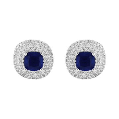 Teejh Celeste Silver Blue Stone Necklace Set