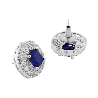 Teejh Celeste Silver Blue Stone Necklace Set