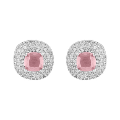 Teejh Celeste Silver Pink Stone Necklace Set