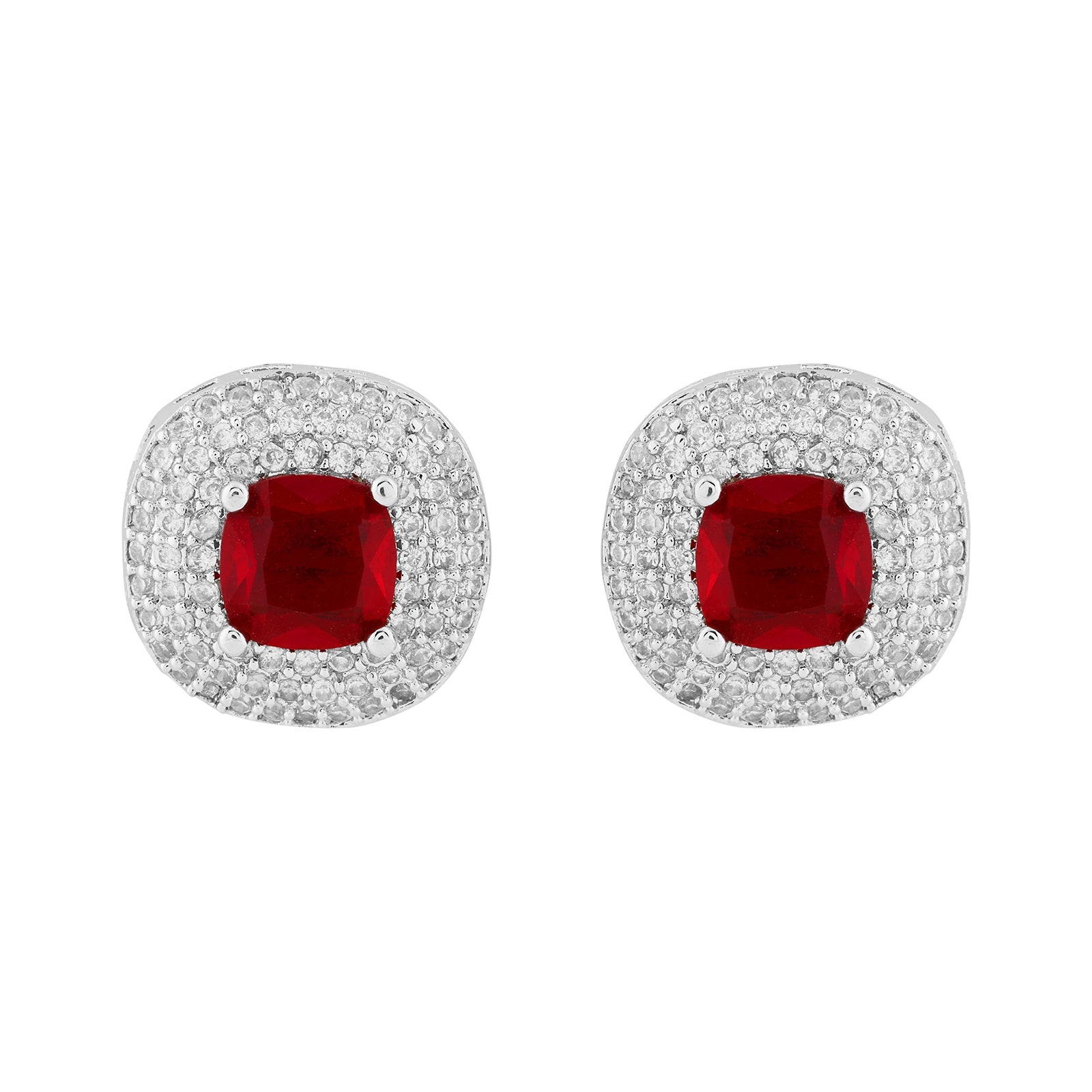 Teejh Celeste Silver Red Stone Necklace Set