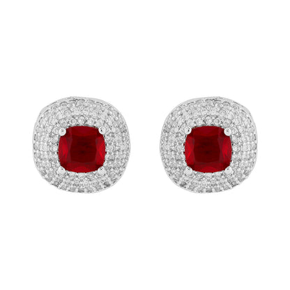 Teejh Celeste Silver Red Stone Necklace Set