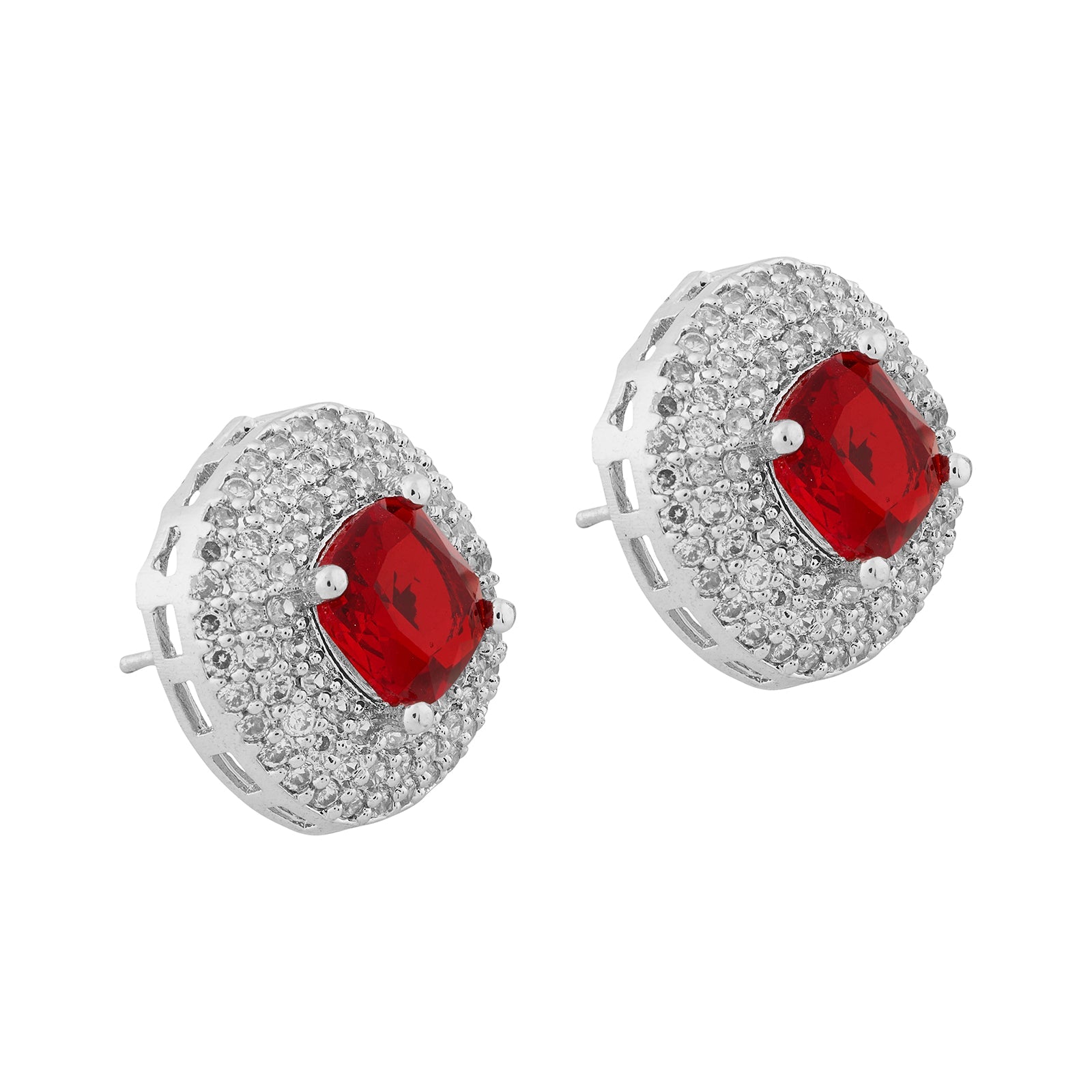 Teejh Celeste Silver Red Stone Necklace Set