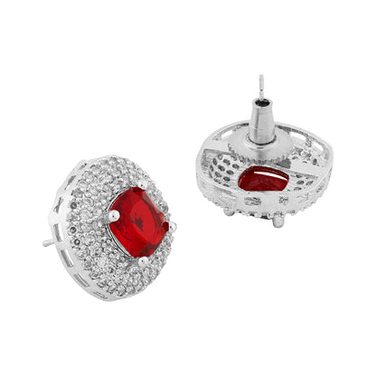Teejh Celeste Silver Red Stone Necklace Set