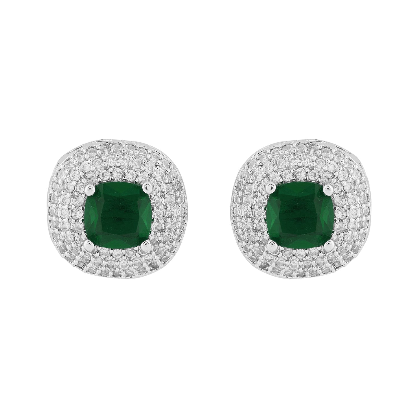 Teejh Celeste Silver Green Stone Necklace Set