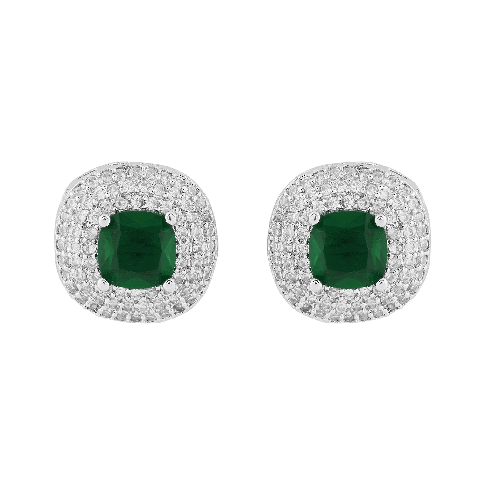 Teejh Celeste Silver Green Stone Necklace Set