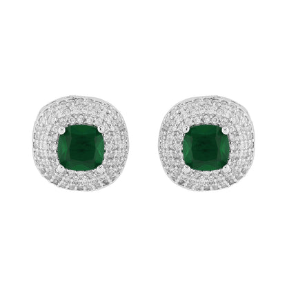 Teejh Celeste Silver Green Stone Necklace Set