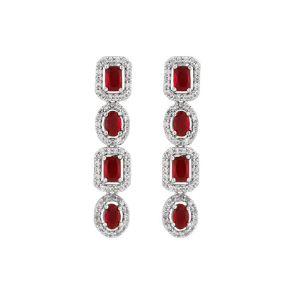 Teejh Elysia Silver and Red CZ stone Necklace set