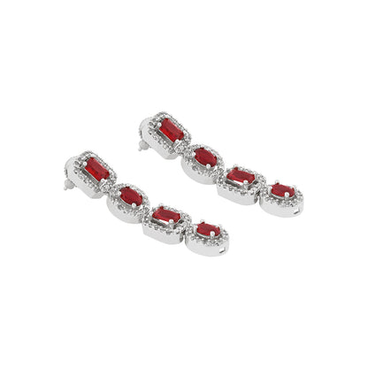 Teejh Elysia Silver and Red CZ stone Necklace set