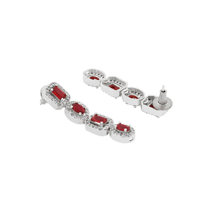Teejh Elysia Silver and Red CZ stone Necklace set