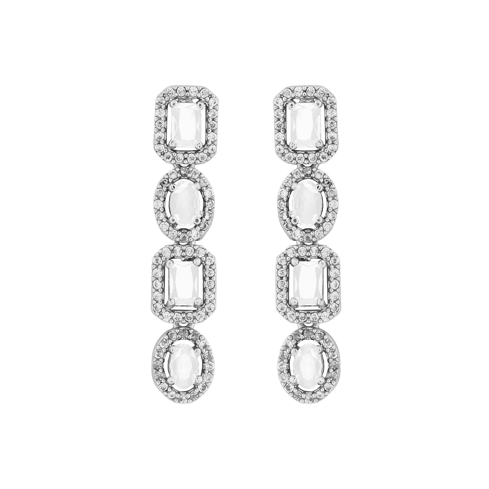 Teejh Elysia Silver and White stone Necklace set