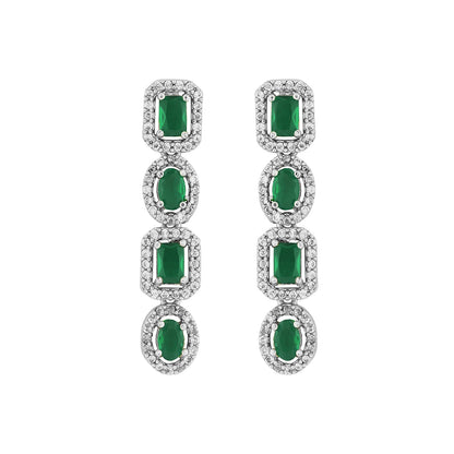 Teejh Elysia Silver and Green stone Necklace set